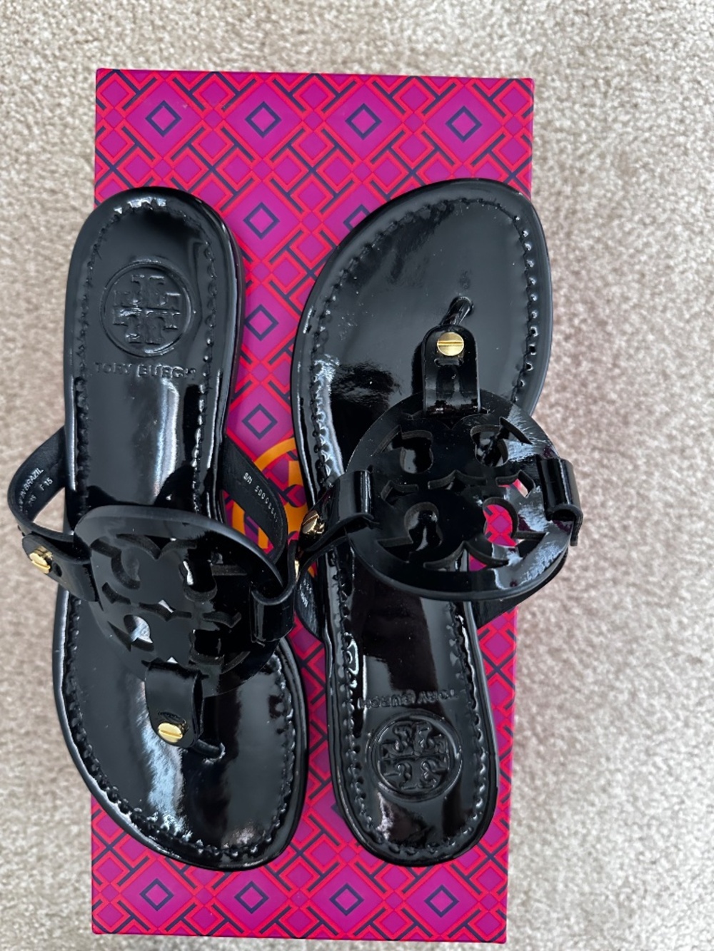 Tory Burch -Black Patent Miller Sandal - Picture 2 of 4